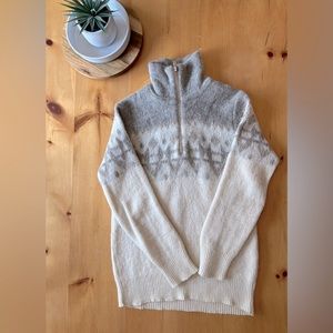 100% wool half zip fair isle